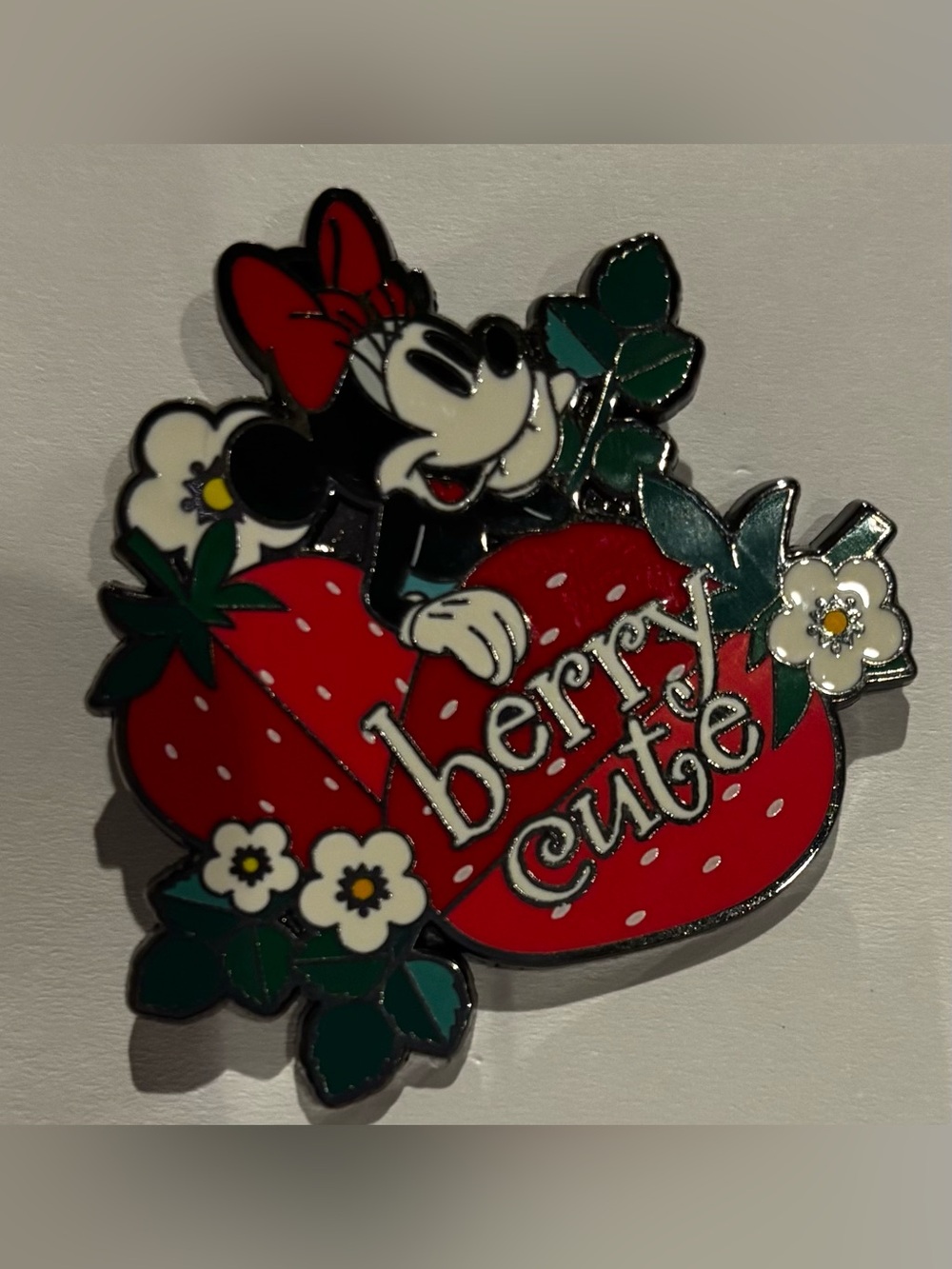 Disney Minnie Mouse "Berry Cute" Red and Black Enamel Pin
